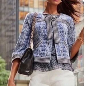 CAbi Blue and Black Patterned Blazer